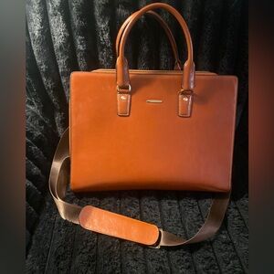 Elegant Brown Bostanten Leather Briefcase Tote